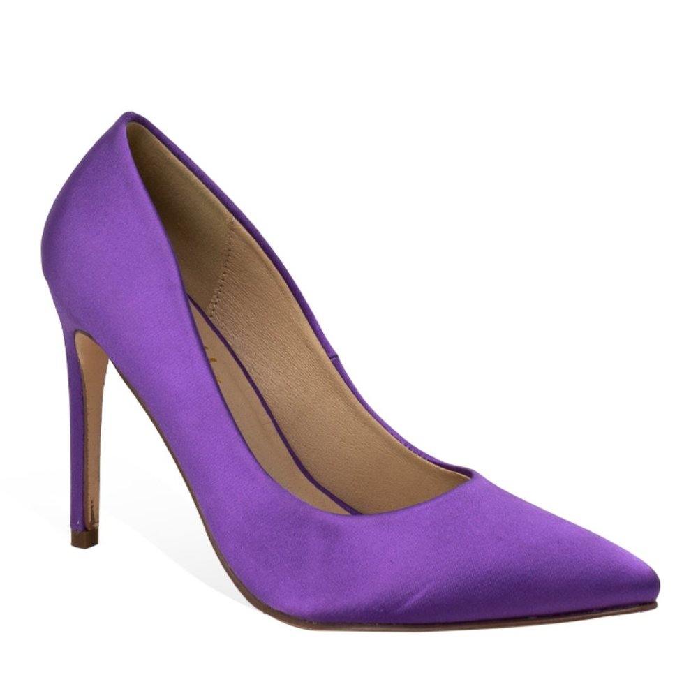 Women's High Heel Closed Pointed Toe Slip On Dress Pump Shoes - Picture 2 of 4